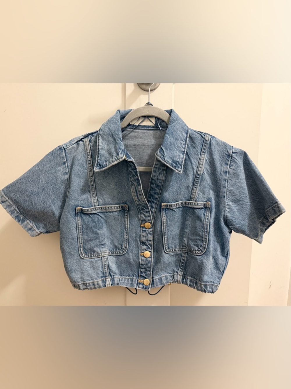 Zara Light Blue Cropped Denim Jacket